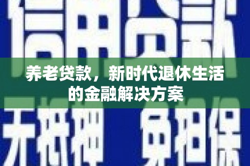 望牛墩养老贷款，新时代退休生活的金融解决方案